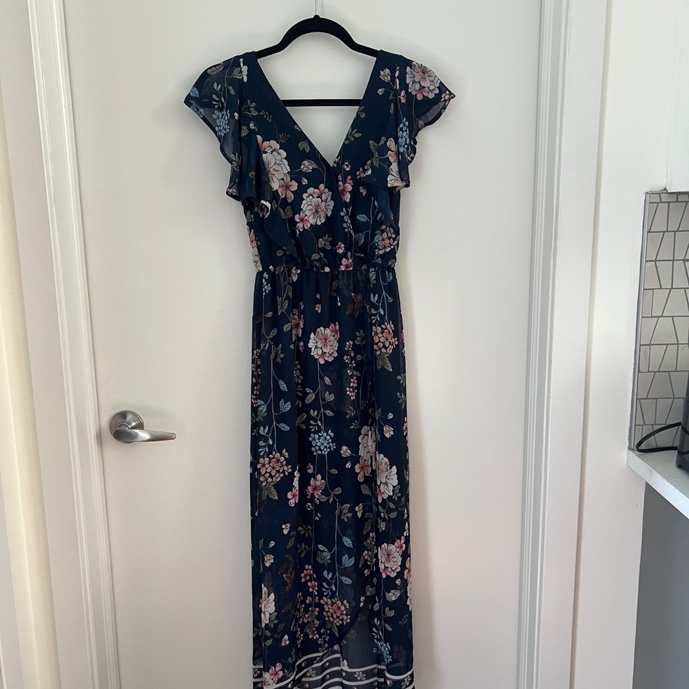 Maurices Navy Blue Floral Dress Size XS